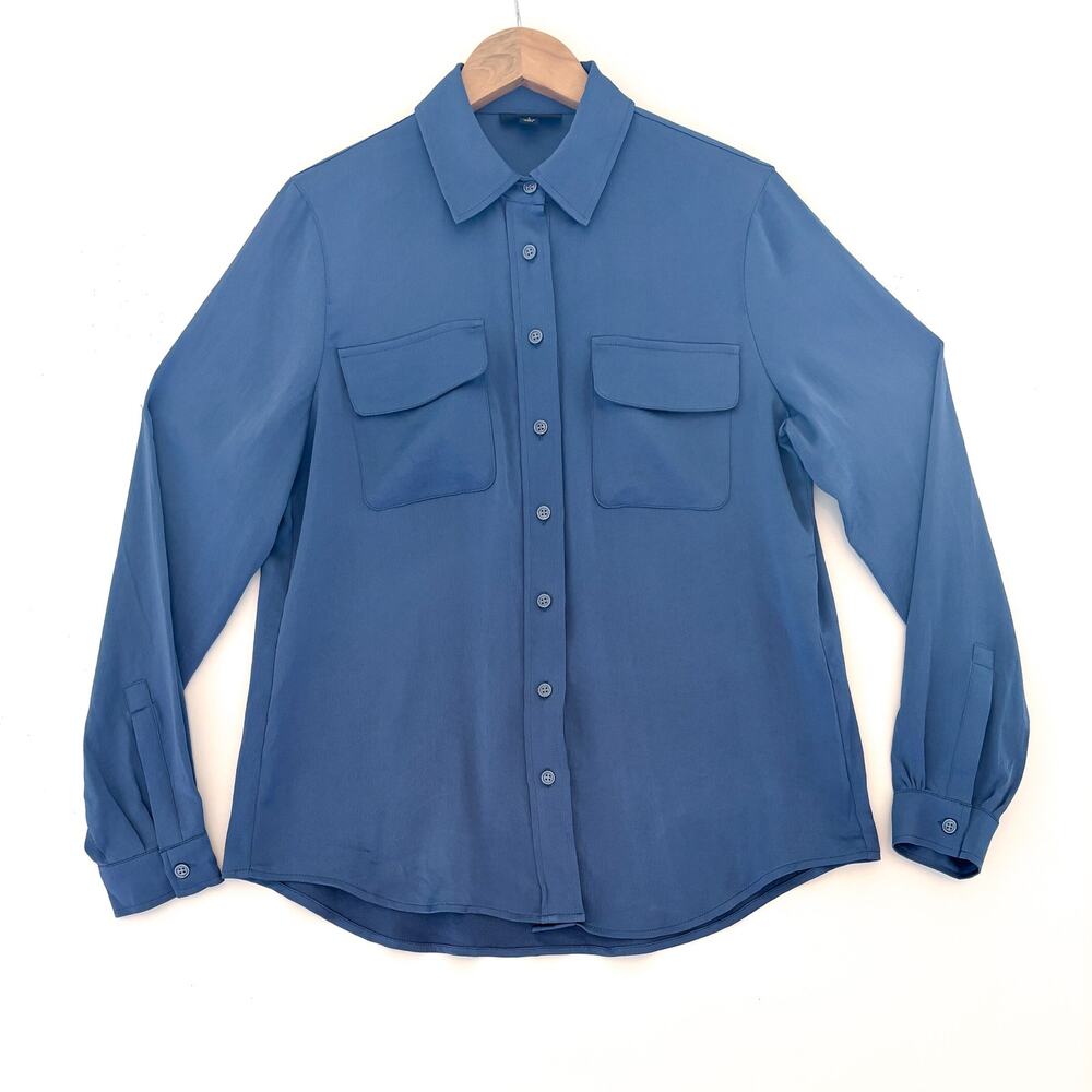 Alfani, Poly Silk Blue Top, Blouse, Woman's Size Small